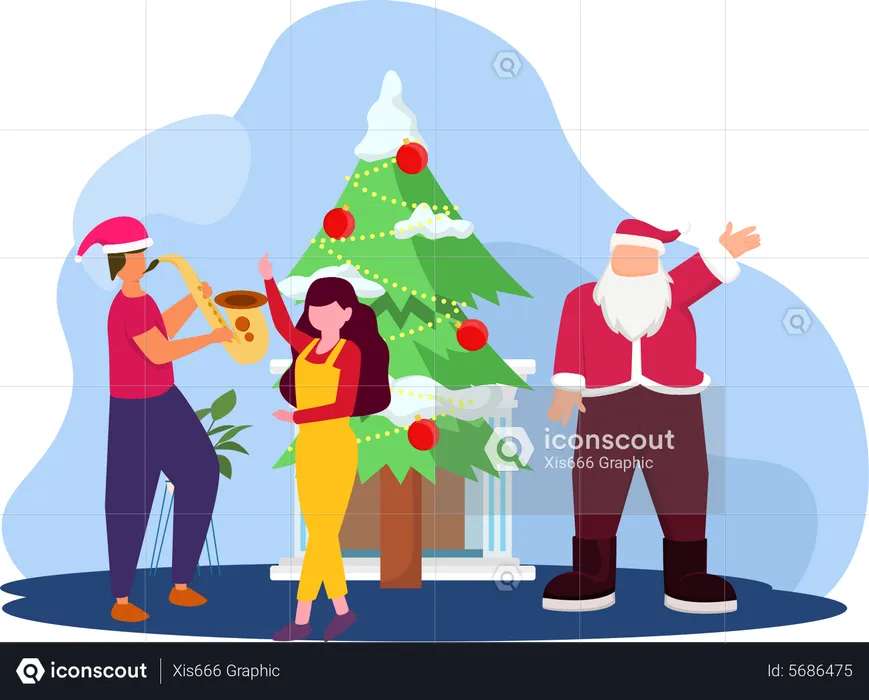 People celebrating christmas  Illustration