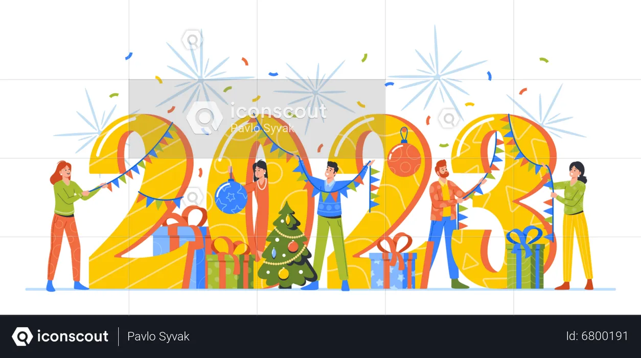 People Celebrating Christmas Party  Illustration