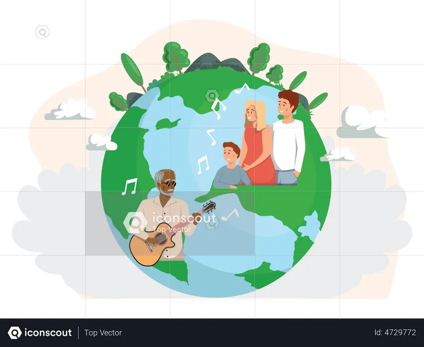 People celebrating earth day  Illustration