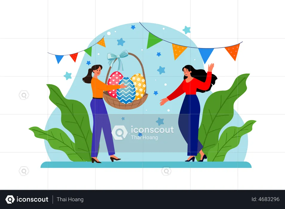 People celebrating Easter Day  Illustration