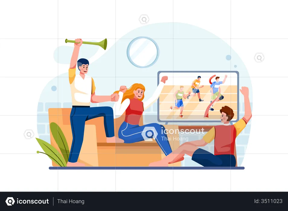 People celebrating from home  Illustration