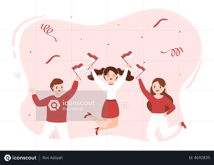 People celebrating Indonesia Independence Day  Illustration