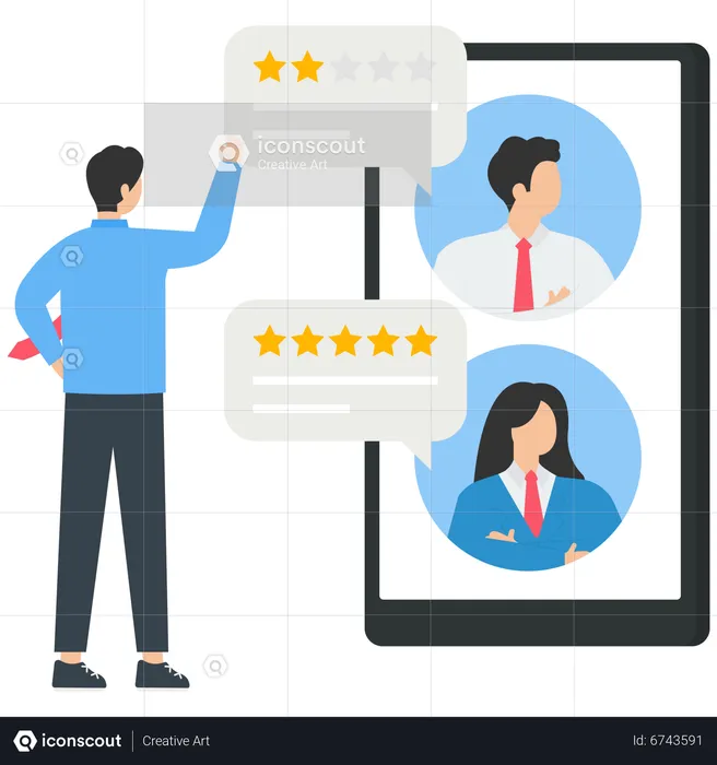 People characters give positive five star feedback  Illustration