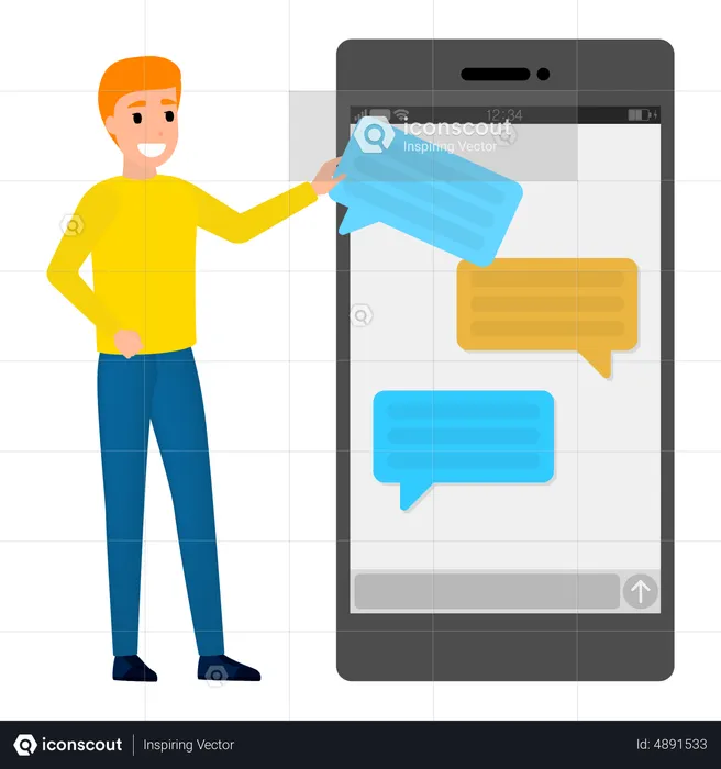 People chat using mobile phone and social network  Illustration