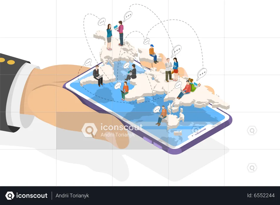 People chatting live using mobile  Illustration