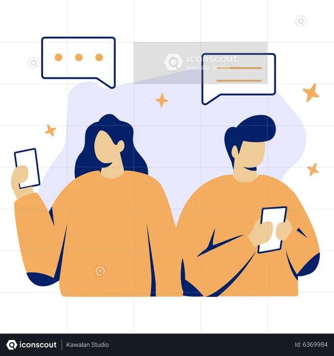 People chatting on phone  Illustration
