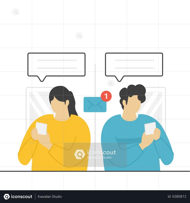 People chatting on phone  Illustration