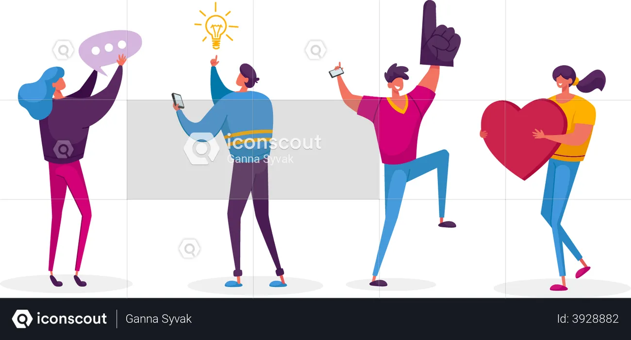 People chatting on social media  Illustration