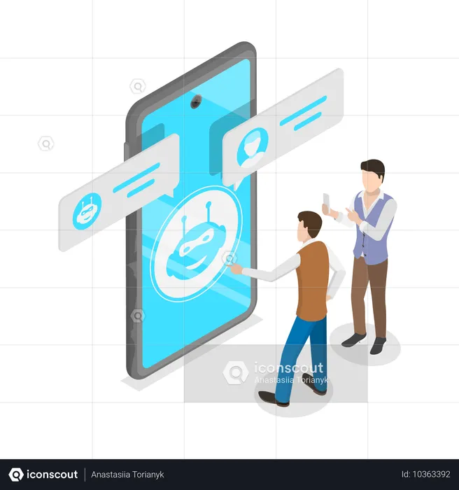 People chatting with customer support chatbot  Illustration