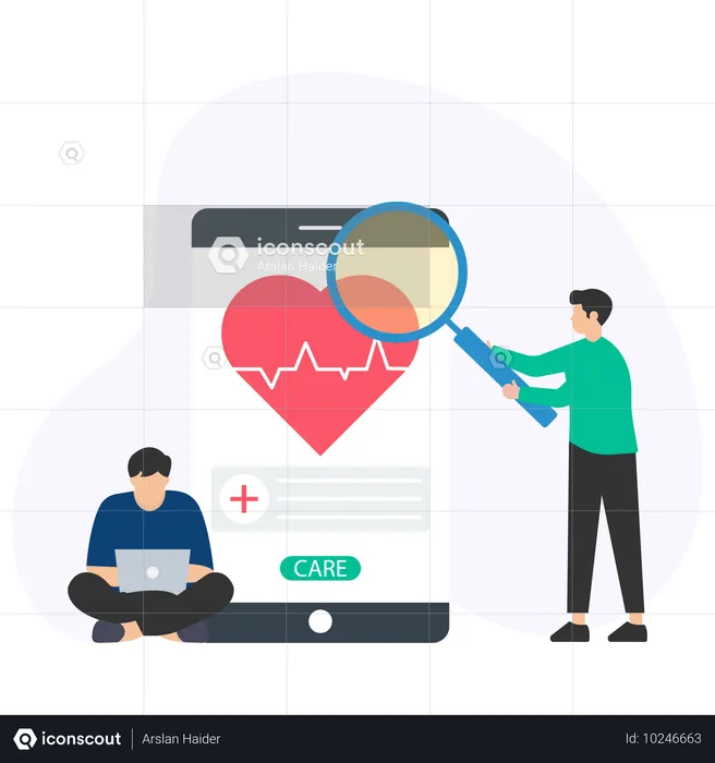 People Checking Health on health app  Illustration