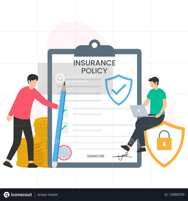 People checking insurance policy  Illustration