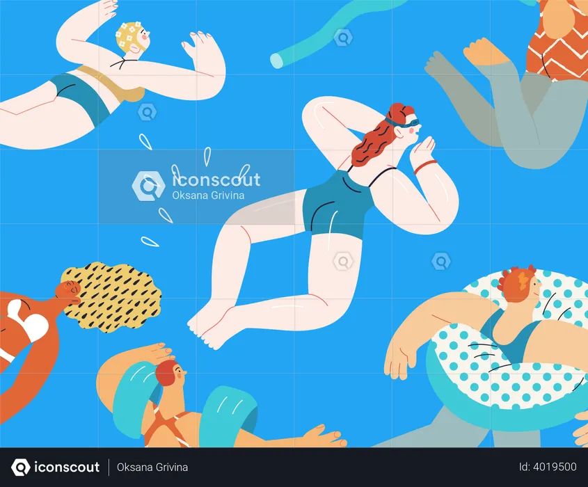 People Chilling In Swimming  Illustration