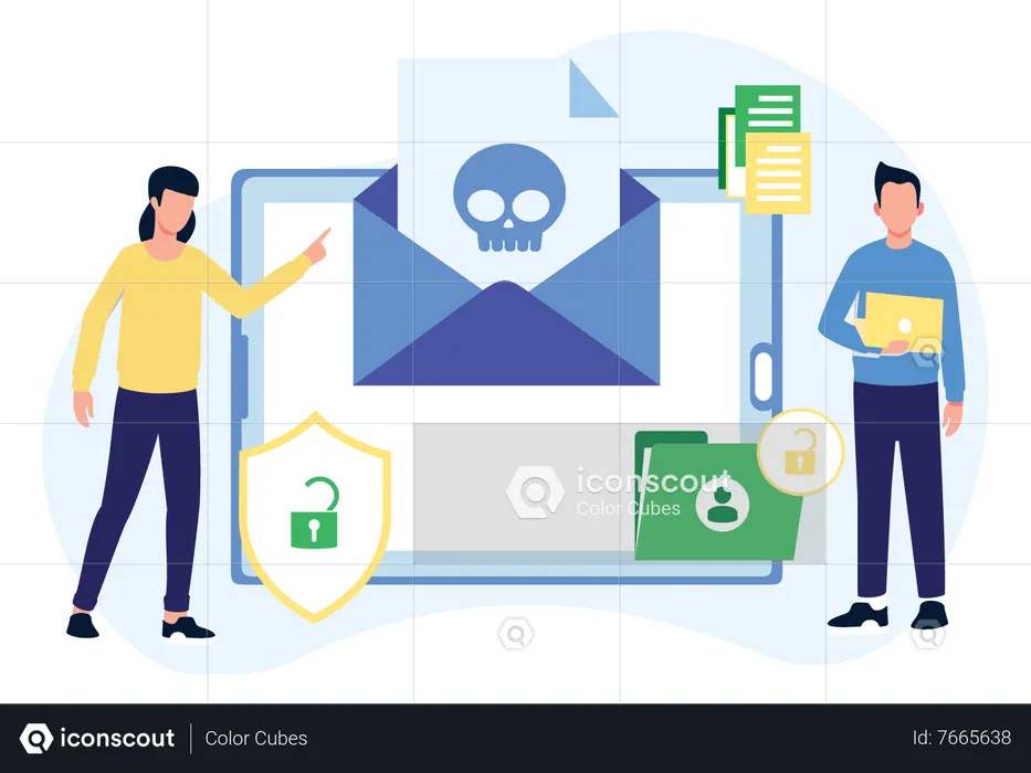 People clearing spam mail  Illustration