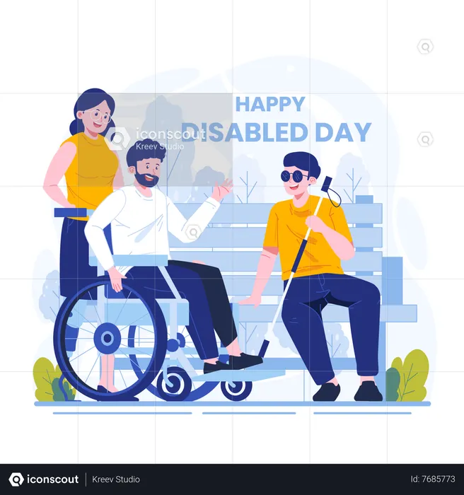 People commemorating disability day  Illustration