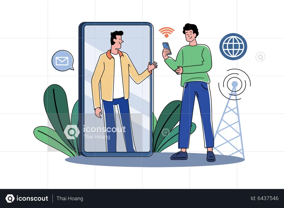 People communicate wireless  Illustration