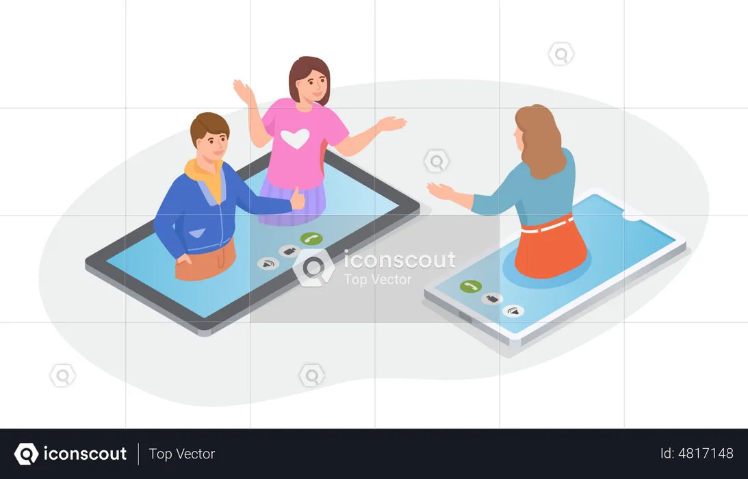 People communicating by phone  Illustration