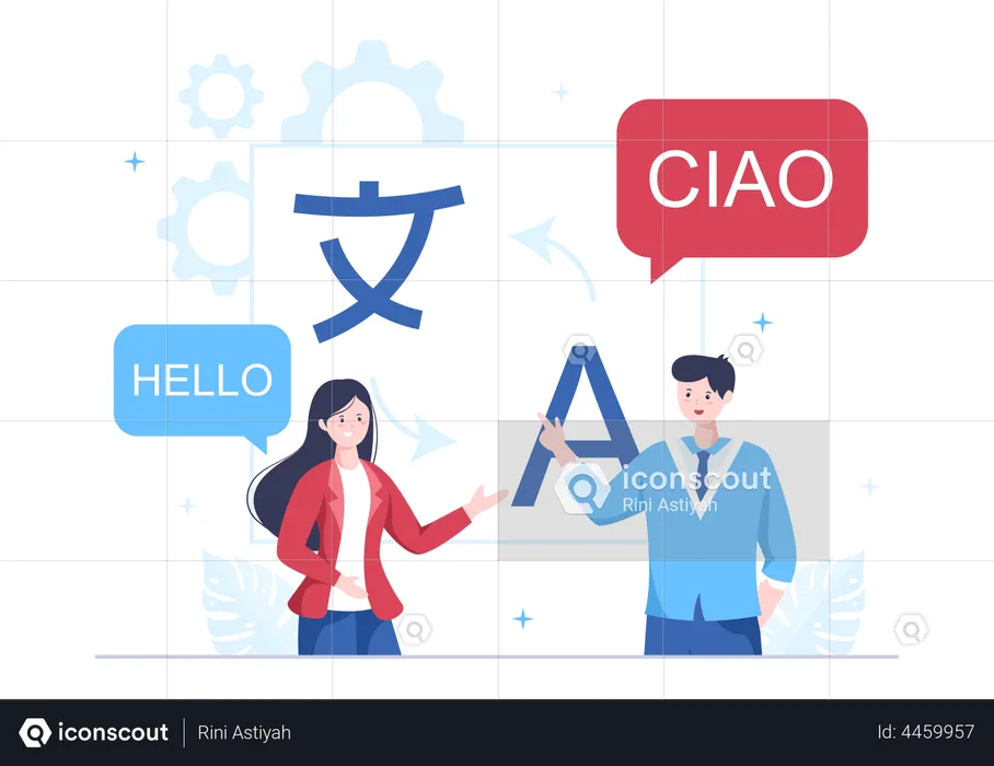 People communicating in different languages  Illustration