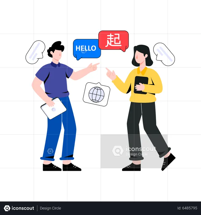 People communicating in foreign language  Illustration