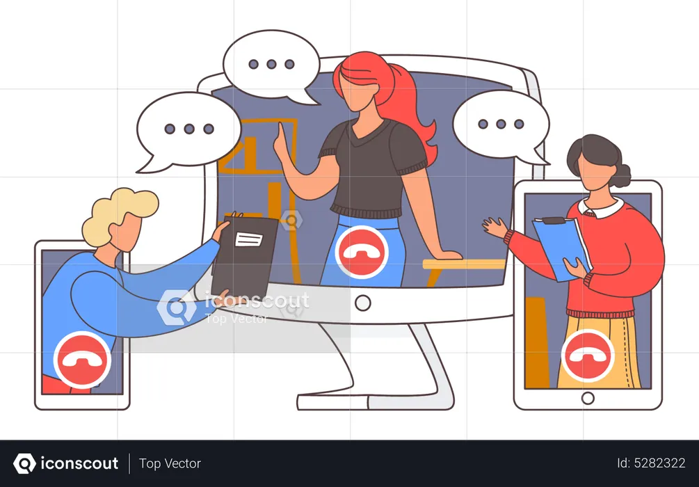 People communicating on online webinar  Illustration