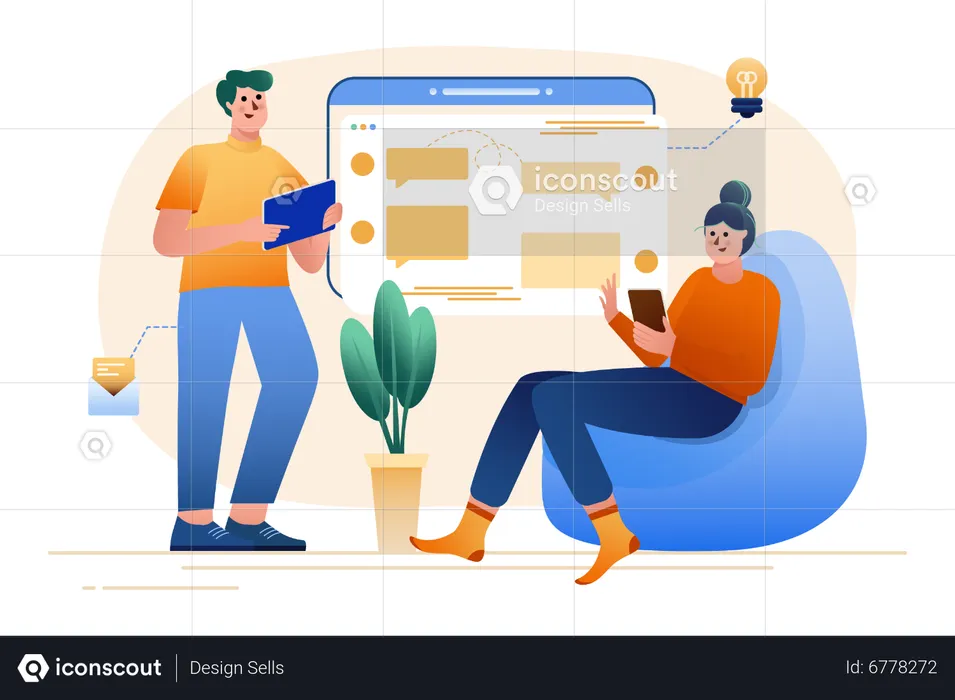 People communicating online  Illustration