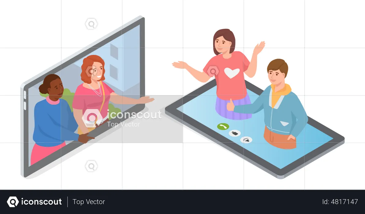 People communicating via Online conference  Illustration