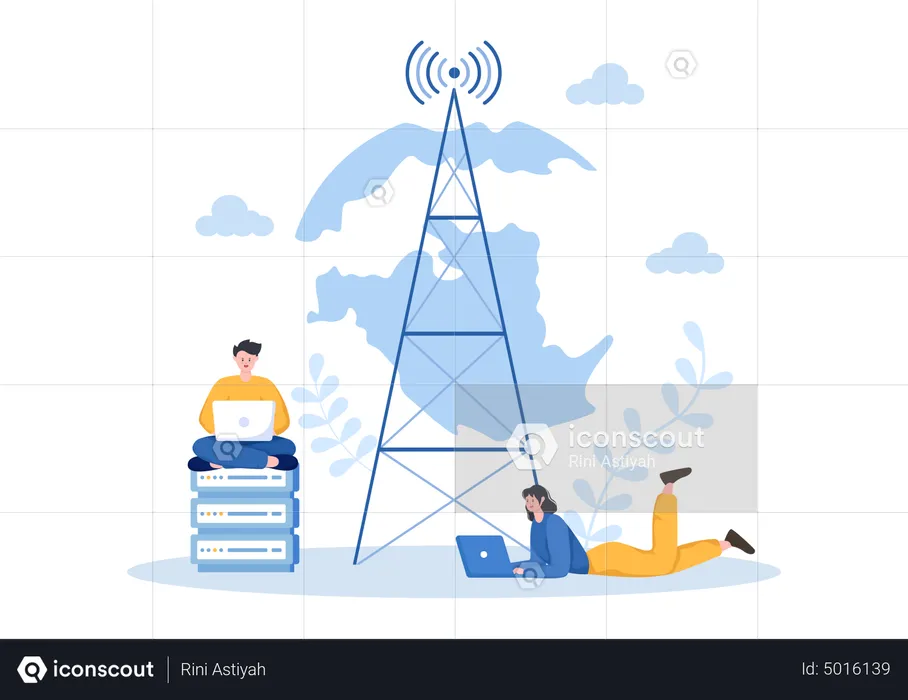 People connected over internet network  Illustration