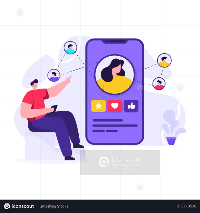 People connected over social media  Illustration