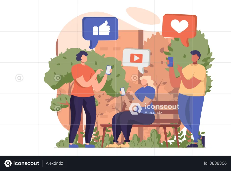 People connected over social media network  Illustration