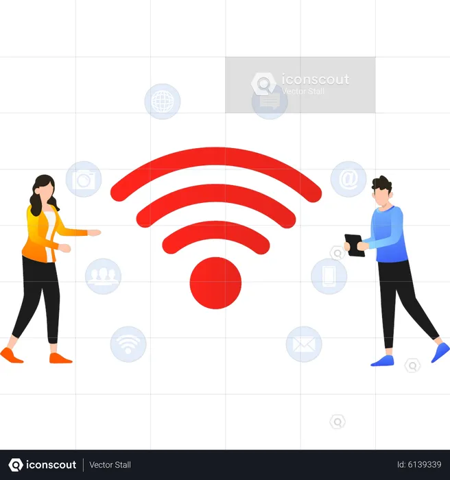 People connected via wifi  Illustration