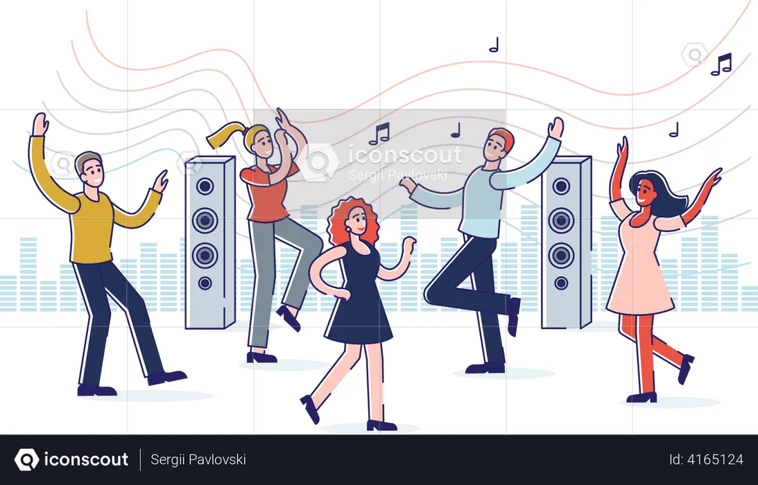 People dancing and enjoying music  Illustration