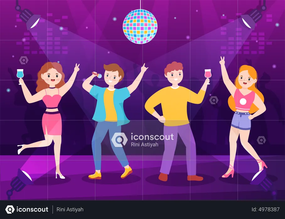 People Dancing At Bar  Illustration