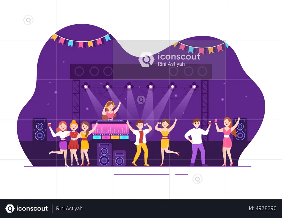 People Dancing At Bar  Illustration