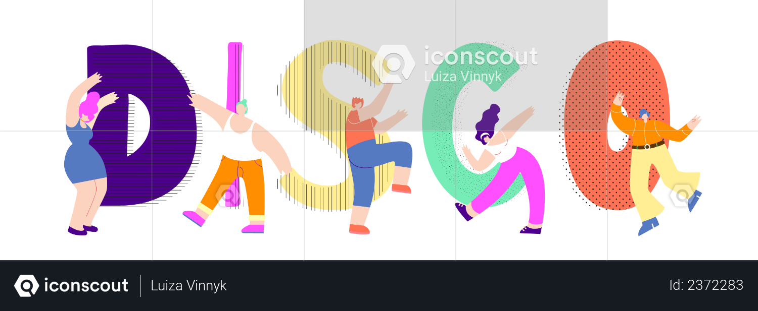 People Dancing Front of Disco Illustration