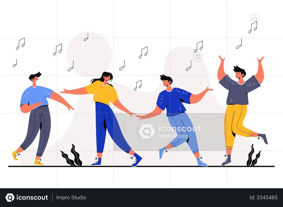 People dancing on festival  Illustration