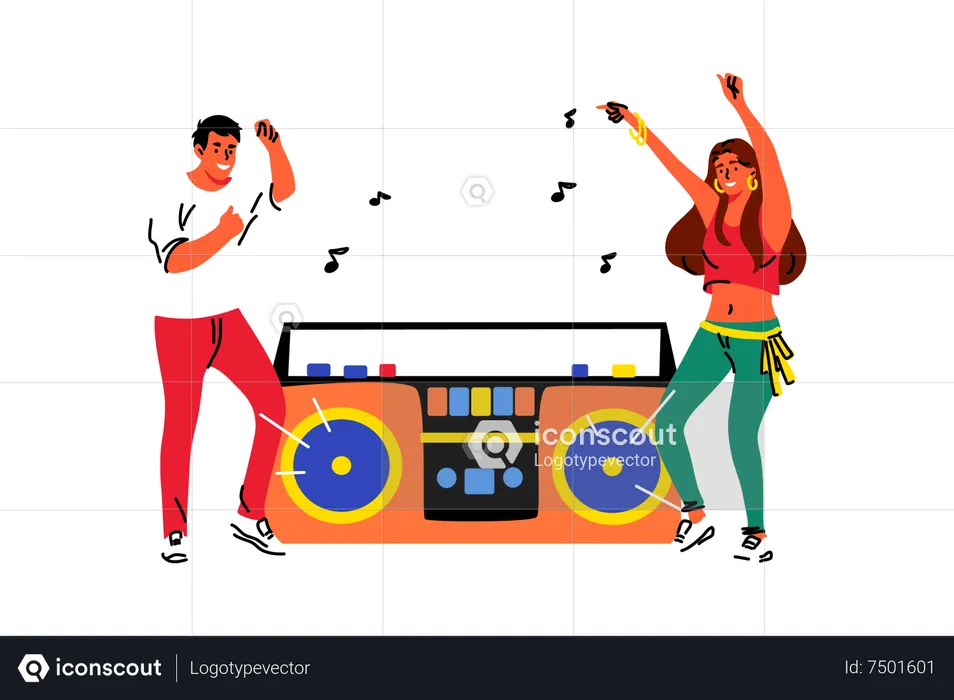 People dancing on music  Illustration