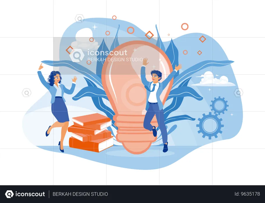 People develop new ideas to achieve success  Illustration