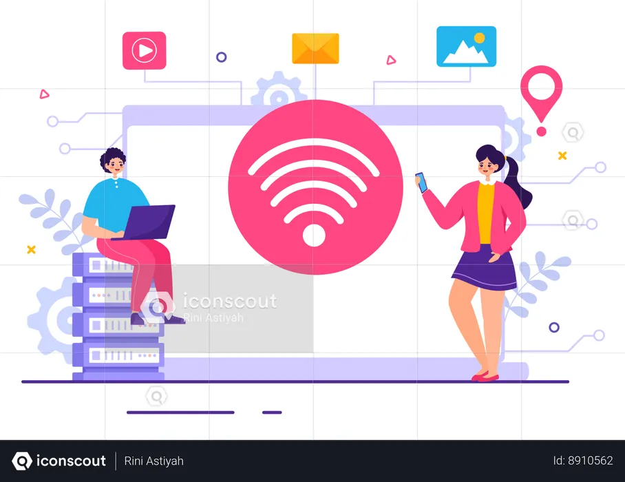 People devices are connected to intranet  Illustration