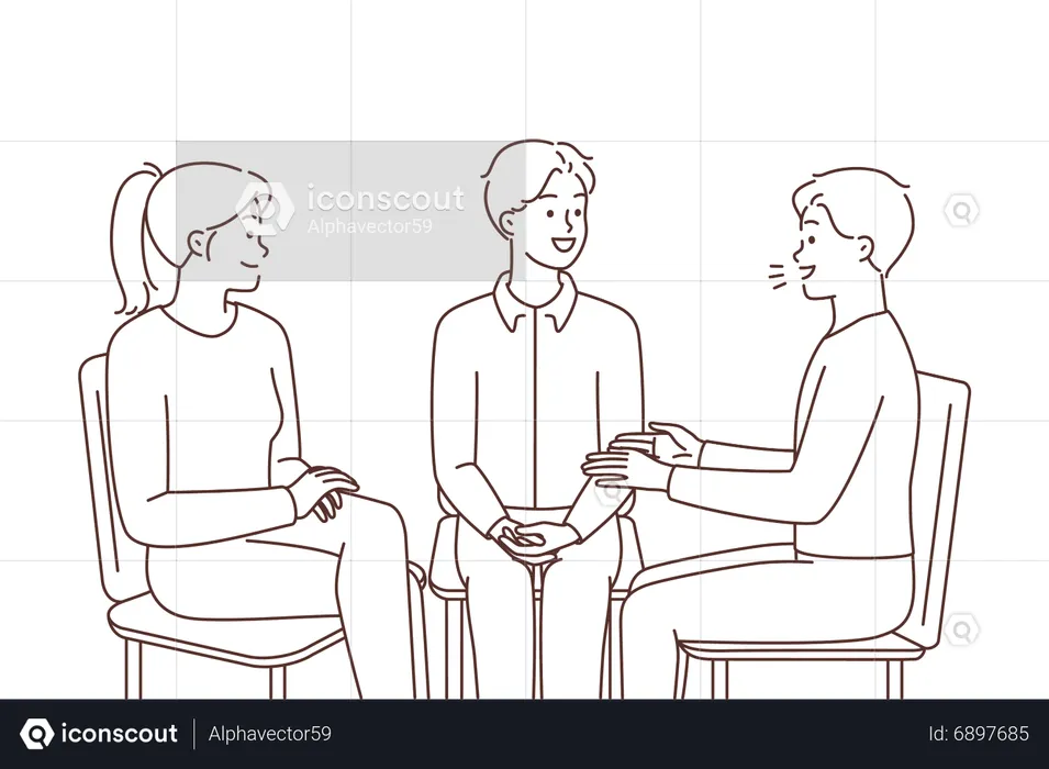 People discussing while sitting with each other  Illustration