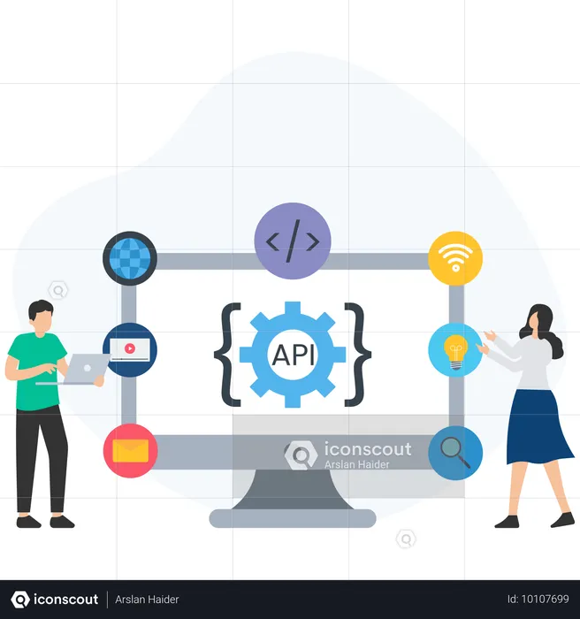 People doing API programming  Illustration