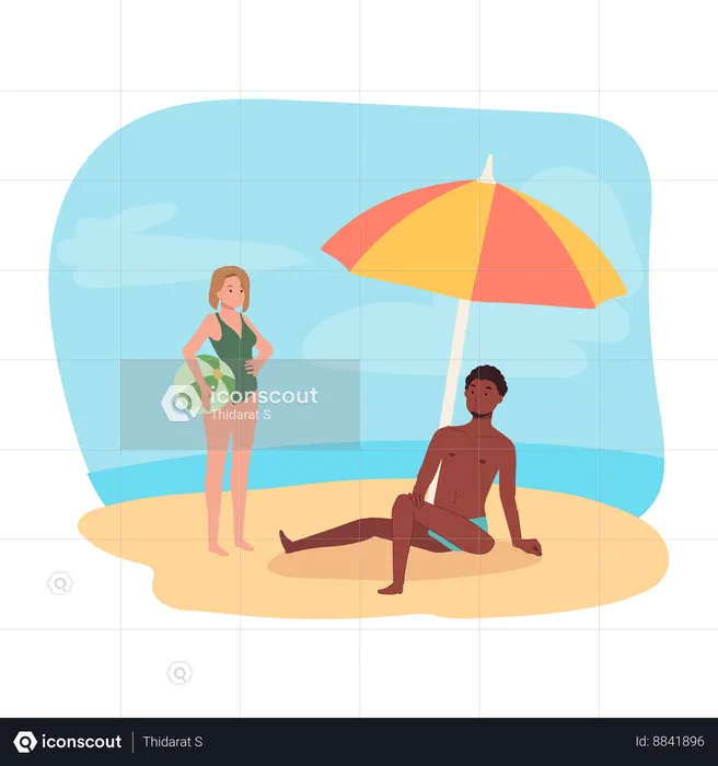People doing Beach Activity  Illustration