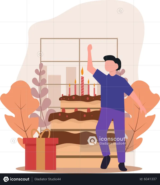 People doing birthday celebration  Illustration