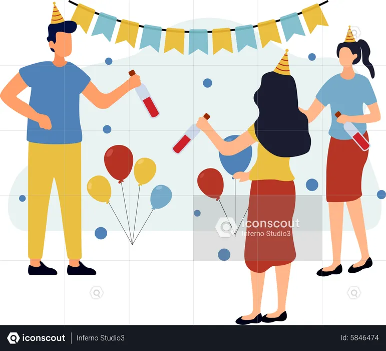 People doing Birthday Party  Illustration