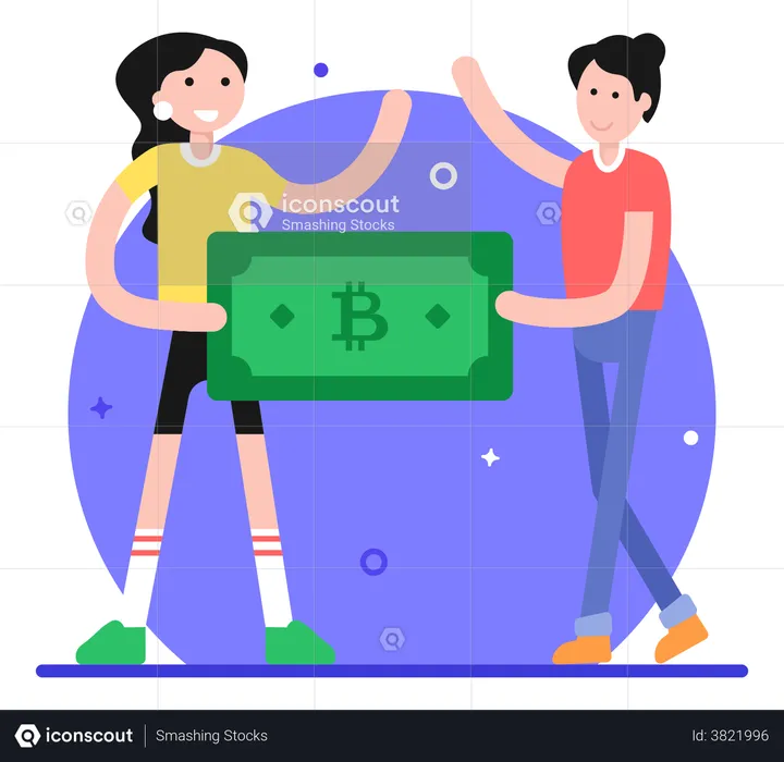 People Doing Bitcoin Trading  Illustration