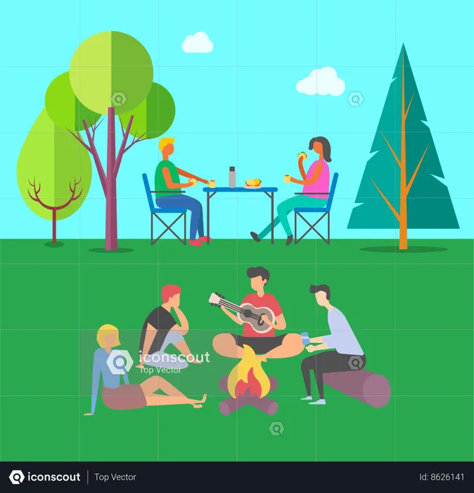 People doing bonfire  Illustration