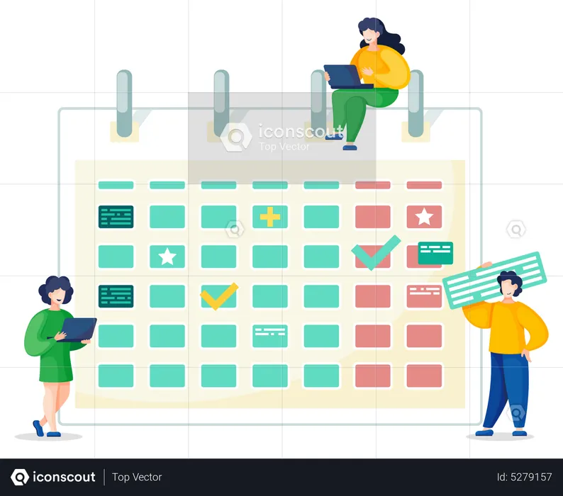 People doing calendar management  Illustration