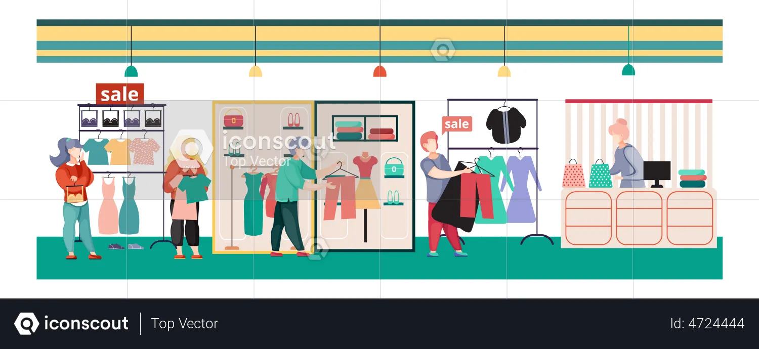 People doing clothes shopping on black Friday  Illustration