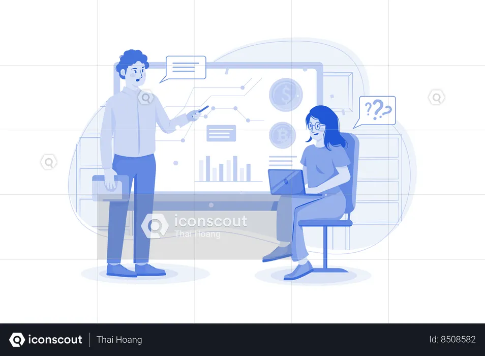 People Doing Crypto Trading Course  Illustration