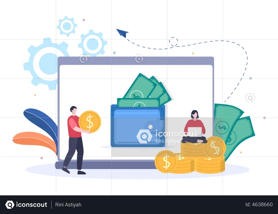 People doing Currency Exchange Services  Illustration