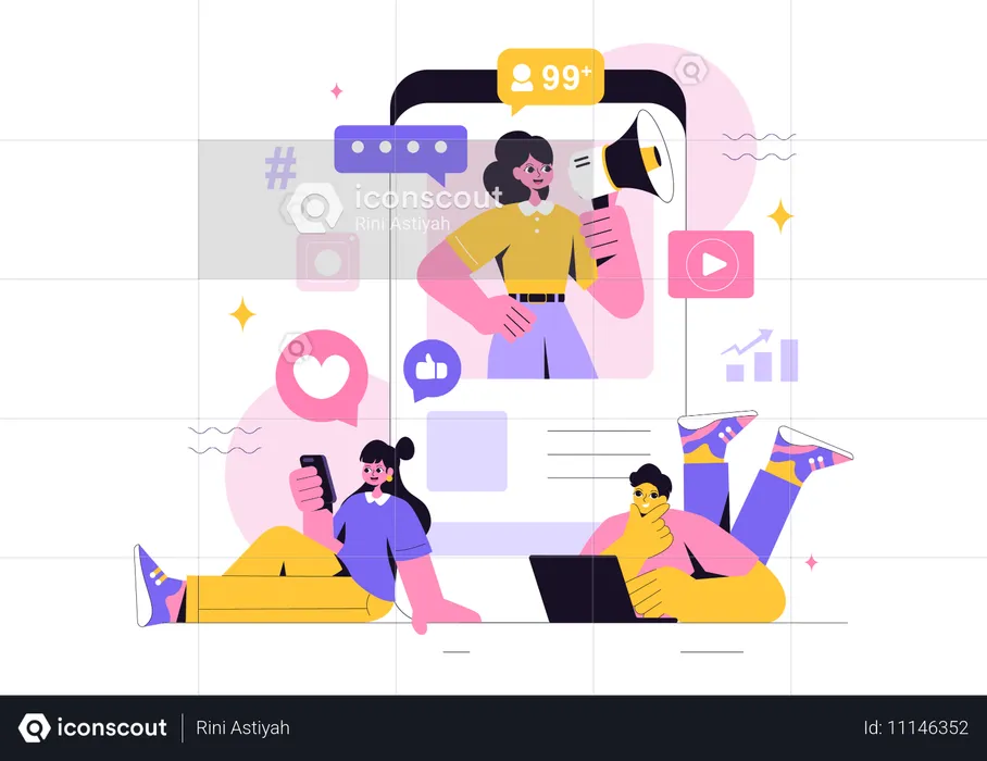 People Doing Digital Advertising  Illustration