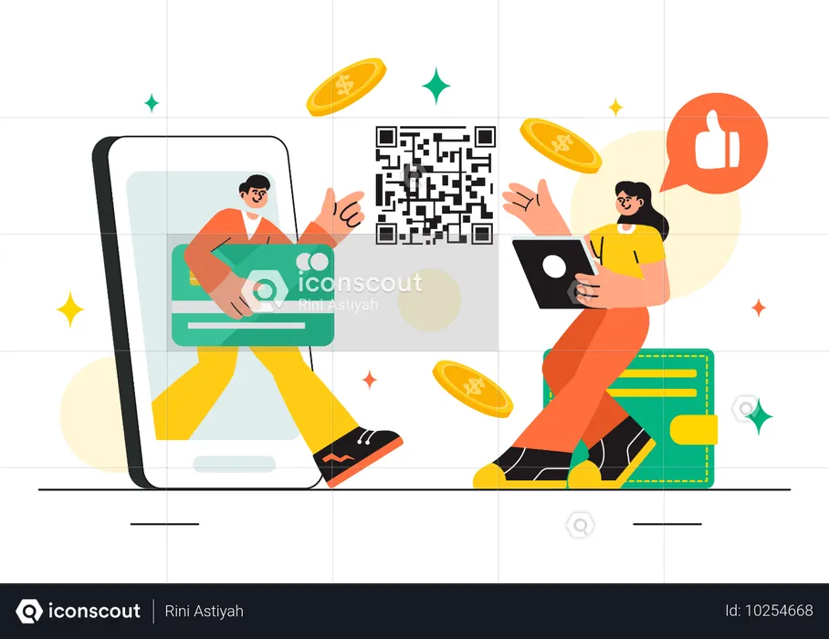 People Doing Digital Payment  Illustration